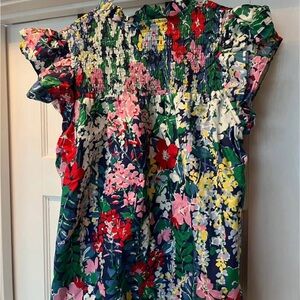 Floral Ruffle Short Sleeve Shirt